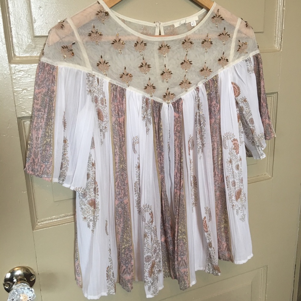 🌿NWOT anthropologie stunning beaded white chiffon